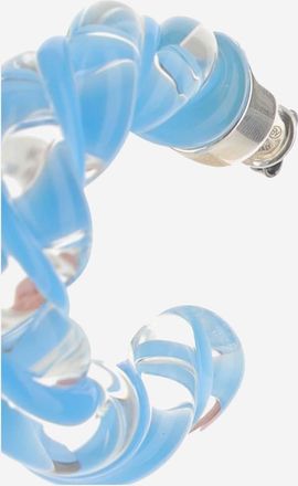 Bottega Veneta Womens Twisted Hoop Earrings Blue Glass