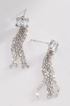 Anthropologie Crystal & Fringe Post Earrings