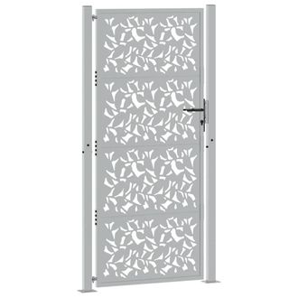 Berkfield Home Beautiful Garden Gate 105x205 cm Weathering Steel Leaf Design in Brown