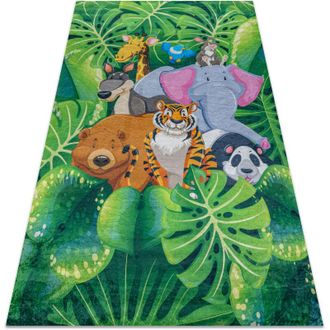 RugsX BAMBINO 2651 washing carpet Animals, jungle for children anti-slip - green / brown green 200x290 cm