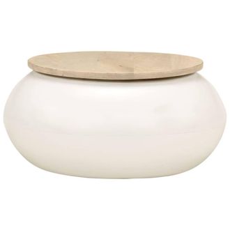 Berkfield Home Coffee Table White 51x51x27 cm Solid Wood Mango | Size: 51 x 51 x 27 cm