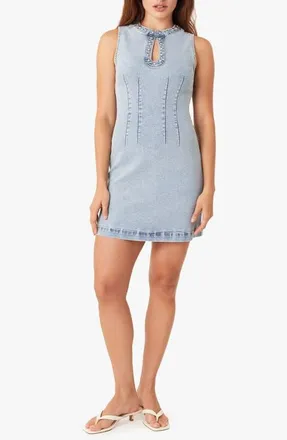 Habitual Studded Seamed Denim Minidress in Aire at Nordstrom, Size X-Small