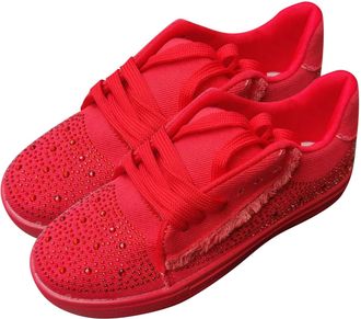 Generic Summer Casual Shoes Women - Flat Shoes Rhinestone Shoes Flat Casual Lace Up Pumps Canvas Plimsolls Trainers Shoes Gym Sports Trainers Lightweight Comf