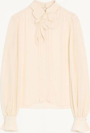 Valentino Top In Crepe De Chine Ricamato Donna VANIGLIA 36