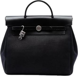 Herm&egrave;s Pre-owned Herbag Rugzak - Dames - Vintage Rugzakken - Zwart - ONE Size - Leer - Vintage