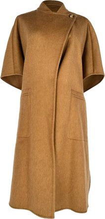 Max Mara Canapa Relaxed-Fit Cape Coat in Brown Wool