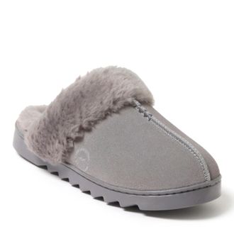 Dearfoams Womens Helena Genuine Suede Scuff House Shoe Slipper