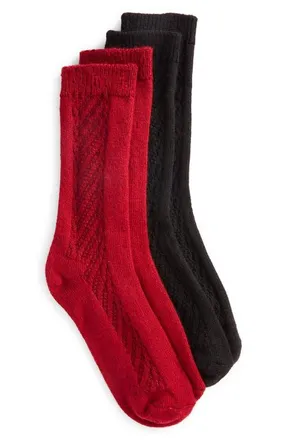 Hue Assorted 2-Pack Seed Stitch Boot Socks in Red Pack at Nordstrom