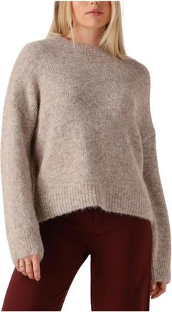 Object Beige Gebreide Pullover voor Vrouwen - Dames - Ronde hals truien - Beige - M - Polyester - Truien & Vesten