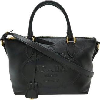 Prada Pre-owned Handbags, female, Black, Size: ONE SIZE Pre-owned Leather Handbag
