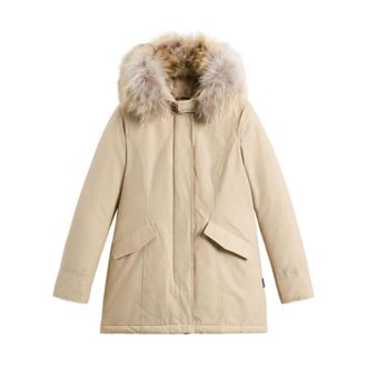 Woolrich Faux Fur & Shearling Jackets, female, Beige, Size: L Beige Parka Aw25 Style Warmth
