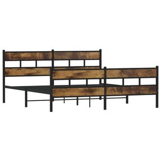 Berkfield Home Metal Bed Frame without Mattress Smoked Oak 180x200 cm Super King in Brown