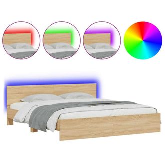 Berkfield Home Bed Frame with LED without Mattress Sonoma Oak 200x200 cm in Brown