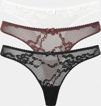 Lounge Blossom Lace Thongs (3-Pack) - Multi - XXL