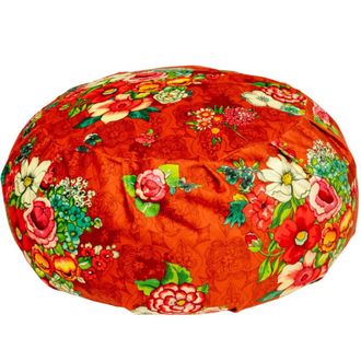 Vent de Boh&egrave;me Gran puf redondo de terciopelo con estampado floral naranja