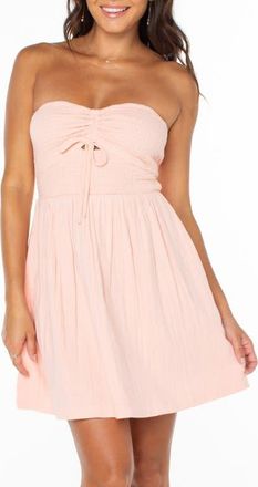 Roxy Fling Smocked Keyhole Cotton Mini Sundress in Tropical Peach at Nordstrom, Size Medium