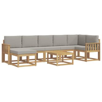 vidaXL Conjunto De Sof&aacute;s De Exterior 8 Pcs Blanco Y Gris Claro Vidaxl