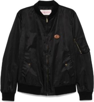 Valentino Zwarte Bomberjack Ribboord - Heren - Bomber jackets - Zwart - M - Jassen
