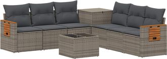 vidaXL Juego De Sof&aacute; 8 Uds. Gris Y Gris Oscuro Rat&aacute;n Sint&eacute;tico Y Acero Vidaxl