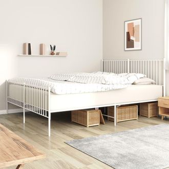 Berkfield Home Metal Bed Frame with Headboard & Footboard White 200x200 cm