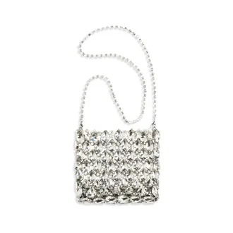 Self Portrait Crystal-Embellished Mesh Mini Bag - Silver
