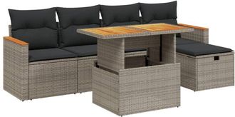vidaXL Vidaxl - Set De Muebles De Jard&iacute;n 6 Pzas Y Cojines Rat&aacute;n Sint&eacute;tico Gris