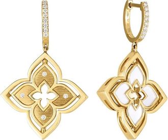 Roberto Coin Roberto Coin 18K Yellow Gold Venetian Princess Pirouette Diamond & Mother Of Pearl Flower Drop Earrings 8883468AYERXP