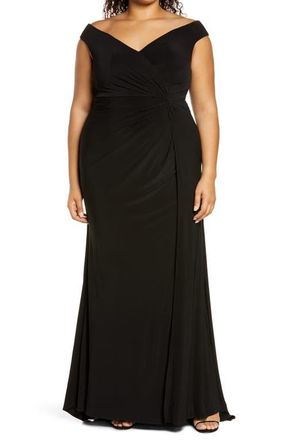 La Femme Simple Plus Size Jersey Off the Shoulder Dress in Black at Nordstrom, Size 16W