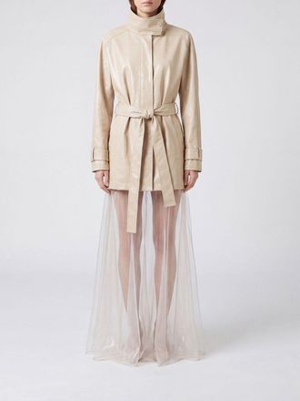Paloma Wool Giacca corta in lino e pelle sintetica con cintura in vita