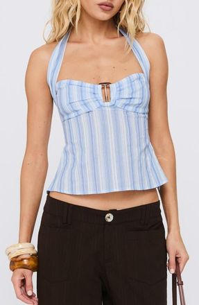 Princess Polly Isabetta Halter Top in Blue Stripe at Nordstrom, Size 2