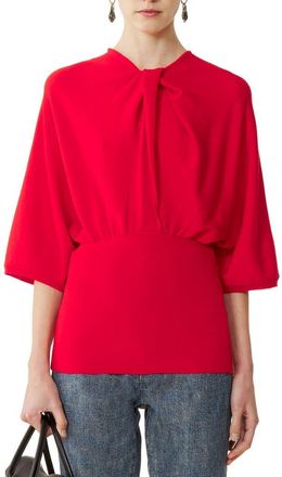 Lanvin Merino Wool Sweater With Bow Detail in Poppy Red at Nordstrom, Size X-Small