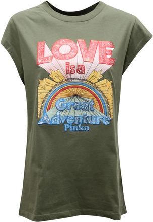 Pinko Marrakech T-shirt - Dames - T-shirts - Groen - M - Katoen - Tops