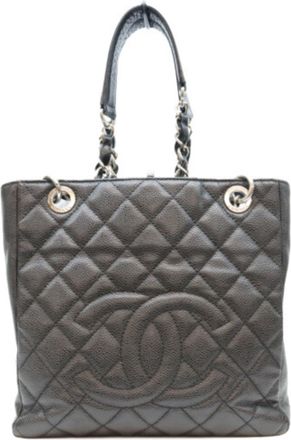 Chanel Black Grained Calfskin Tote Bag (Pre-Owned)