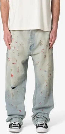 mnml Ultra Baggy Paint Distressed Jeans in Vintage Blue at Nordstrom, Size 40