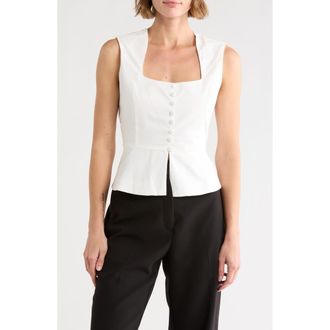 French Connection Sleeveless Peplum Top in Linen White at Nordstrom Rack, Size X-Large