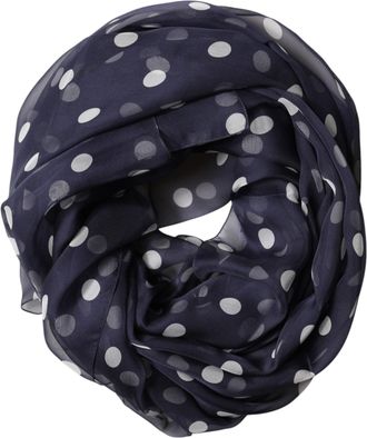 Dolce & Gabbana Mens Blue Polka Dot Silk Neck Wrap Shawl 205cm X 132cm Scarf