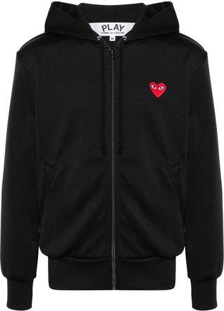 Comme Des Gar&ccedil;ons Logo Zipped Cotton Hoodie