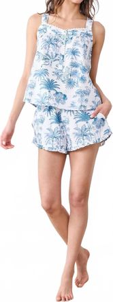 Printfresh Tropical Toile Back To Bed Short Set In Cloud