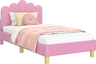 vidaXL Struttura Letto Bambini Con Testata Rosa 80 X 160 Cm Tessuto Vidaxl