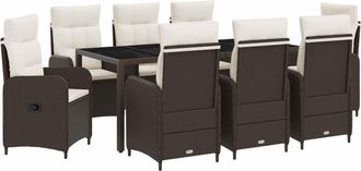 vidaXL Juego De Comedor Para Exteriores 9 Uds. Marr&oacute;n Y Crema Blanca Vidaxl