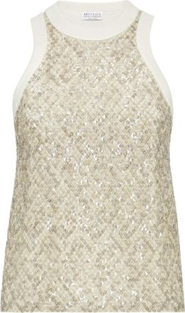 Brunello Cucinelli Canotta con paillettes - Toni neutri