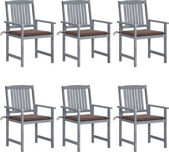 vidaXL Sillas De Jard&iacute;n Con Cojines 6 Uds Madera Maciza De Acacia Gris Vidaxl