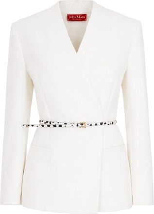 Max Mara Double-Breasted Cady Jacket - Dames - Blazers - Wit - L - Leer - Jassen