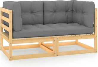 vidaXL Sof&aacute; De Jard&iacute;n 2 Plazas Con Cojines Madera Maciza De Pino Vidaxl