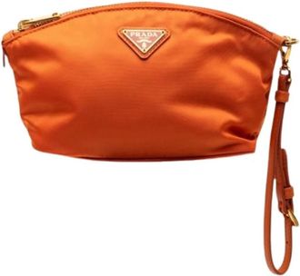 Prada Pre-owned Clutches, female, Orange, Size: ONE SIZE Pre-owned Nylon Pouch