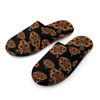 Generic Crossed Sunflower Butterfly Mens Cozy Memory Foam Slippers Warm Cotton House Shoes Comfy Slipper for Indoor Outdoor