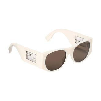 Fendi Accessoires, Dames, Beige, ONE Size, Rechthoekige Zonnebril
