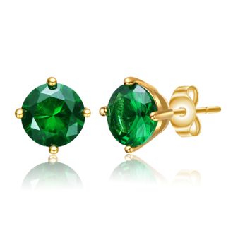 Rachel Glauber Stud Earrings with Colored Cubic Zirconia