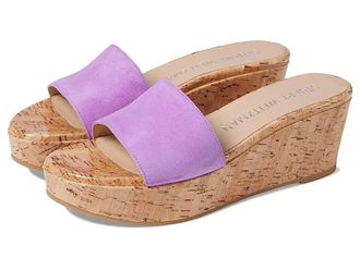 Stuart Weitzman Summer Sandals Womens US 10B Purple Leather Wedge Heel KHD2150