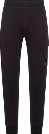 C.P. Company C.p. Company, Broeken, Heren, Zwart, L, Katoen, Zwarte elastische taillebroek met CP-lensdetail